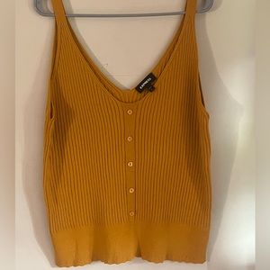 Express mustard colored button down sweater tank